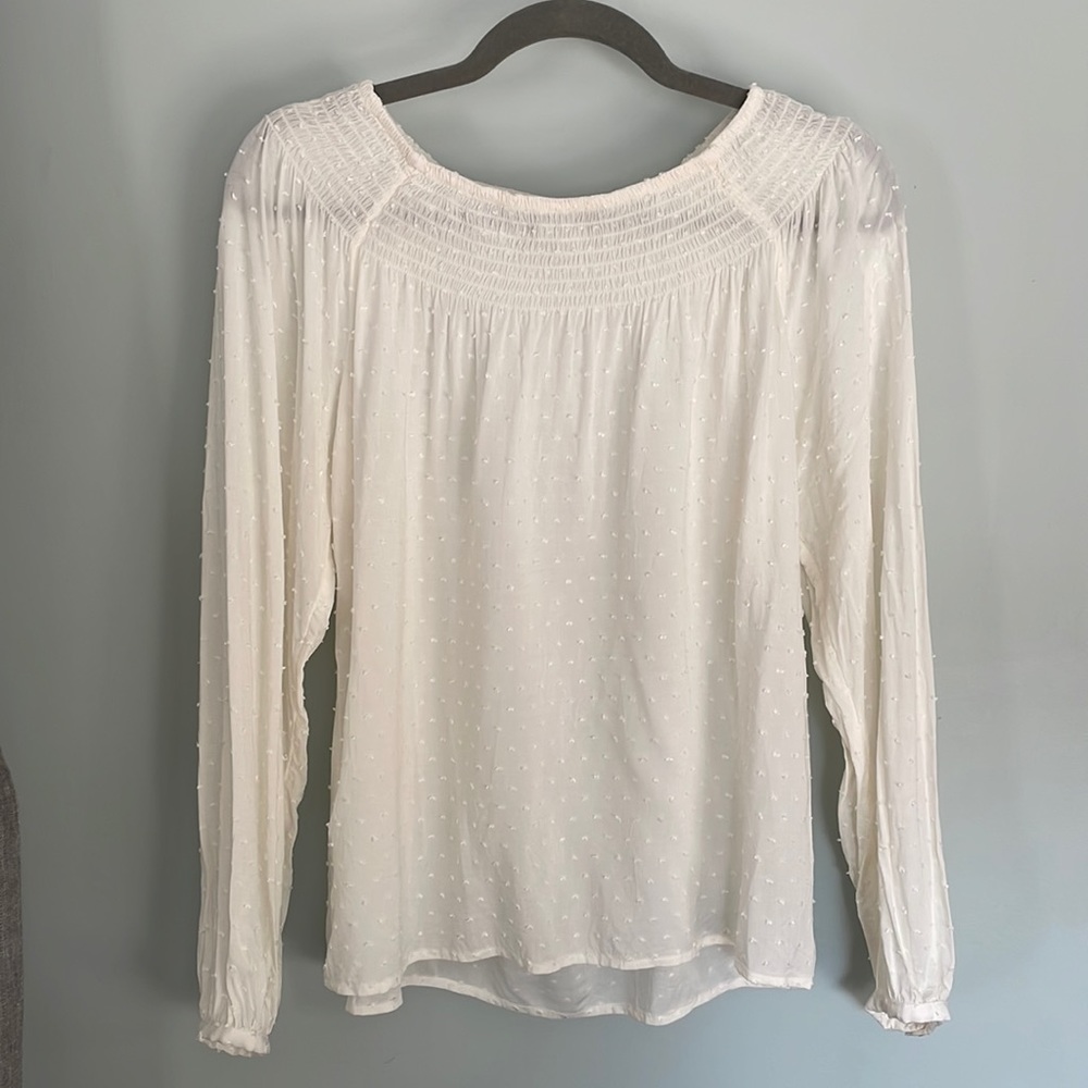 Banana Republic cream Swiss dot blouses size medium